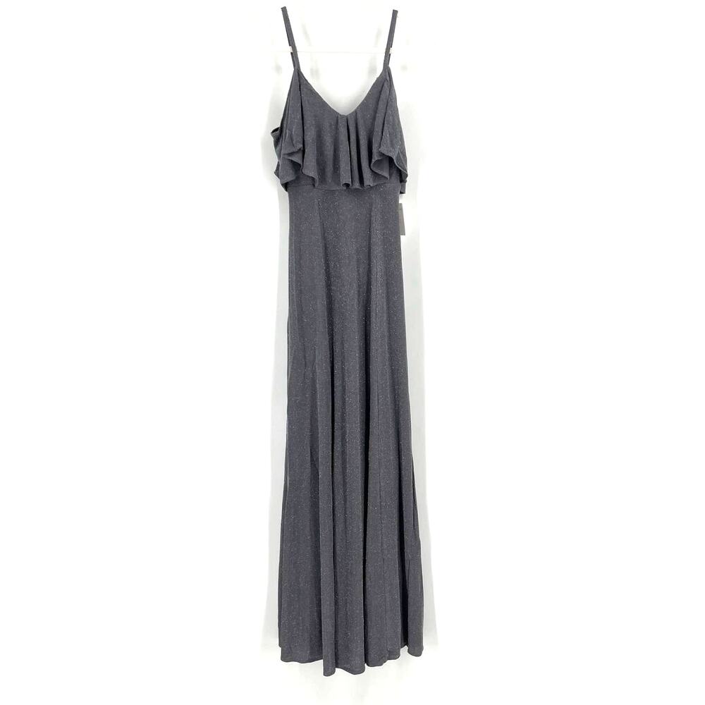Show Me‎ Your MuMu Renee Ruffle Maxi Dress Dancing Queen Shine Smoke XS NWT